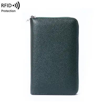Hakiki deri çok kartlı RFID uzun cüzdan - 11