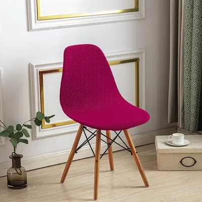 Amazon Kalın Mısır Kadifesi Eames Kabuk Sandalye Kılıfı Toz Geçirmez Aşınmaya Dayanıklı Granül Polar Kavisli Kulüp Sandalye Kılıfı - 9