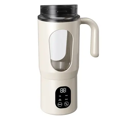 Portable electric fruit juicer, rechargeable, pulp separator, outdoor use