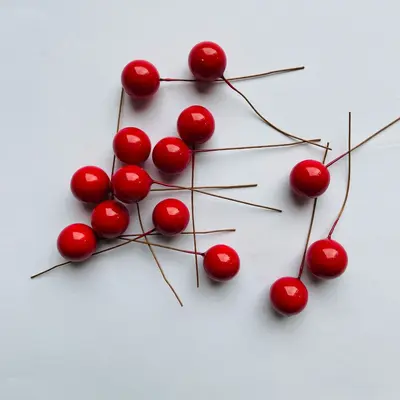 Christmas Artificial Foam Red Berries, Small Round DIY Wreath Accessory - 7