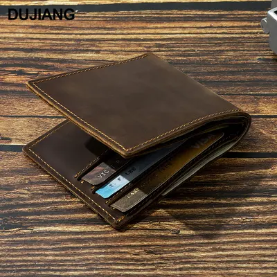 Crazy Horse Leather Short Men's Wallet with Multi-Card Slots and Coin Pocket - 3