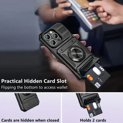 2-in-1 Card Holder Phone Case with Stand for iPhone 17 16 15 14 13 12