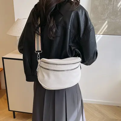 Wide-Strap Shoulder and Crossbody Waist Bag, Large Capacity