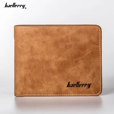 Baellerry Short Men's Wallet, Retro Matte Leather, Bifold