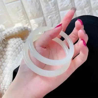 Ahududu renkli cam yeşim bilezik, 8mm çubuk - 9