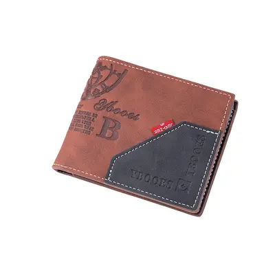 Men's Short Wallet, Multi-Card Slots, Horizontal and Vertical Style, Embossed Leather - 8