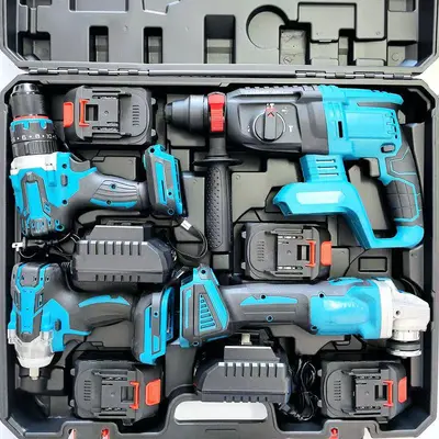 Makita 4-piece battery kit: hammer, angle grinder, drill, impact wrench