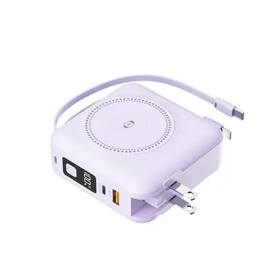 Magnetic Wireless Power Bank 15000mAh with Built-in Cable, US Plug - 9