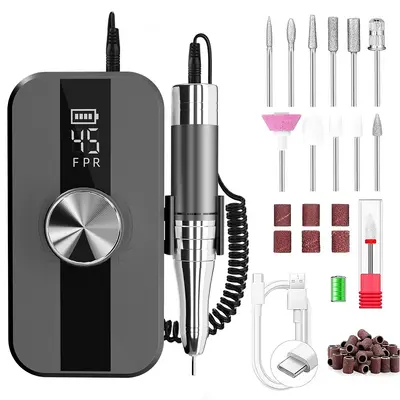 Electric Nail Drill Manicure Pedicure Tool Set Portable Rechargeable Nail File Grinder - 7