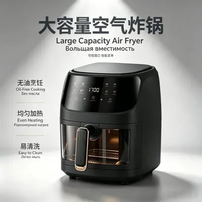 Çapraz Sınır 8L Hava Fritöz Çok Fonksiyonlu Akıllı Dokunmatik Ekran Geniş Kapasite Airfryer Fırın Patates Kızartma Makinesi Elektrikli Fritöz - 4