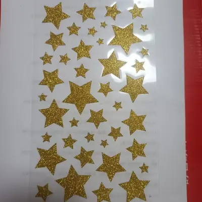 Gold Glitter Powder Five-Pointed Star Phone Stickers for Children, Waterproof
