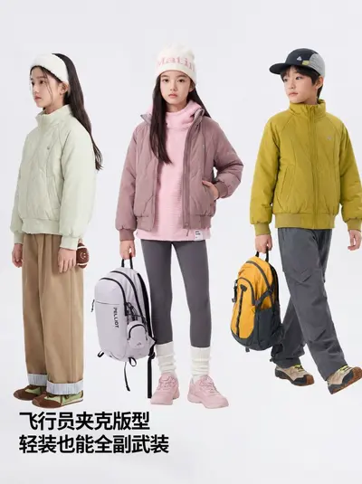 Pilotenjacke für Kinder, winddichte Winterjacke mit Stehkragen