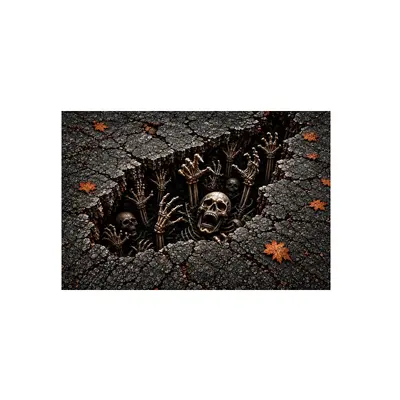 Halloween 3D Clown-Schädel Türmatte, Horror-Teppich für den Eingang - 11