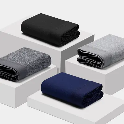 Solid Color Cotton Men's Boxer Briefs, Breathable Sports Style