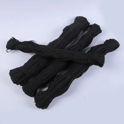 Polyester Yassı Yüksek Elastikiyetli Elastik Bant, Siyah ve Beyaz - 9