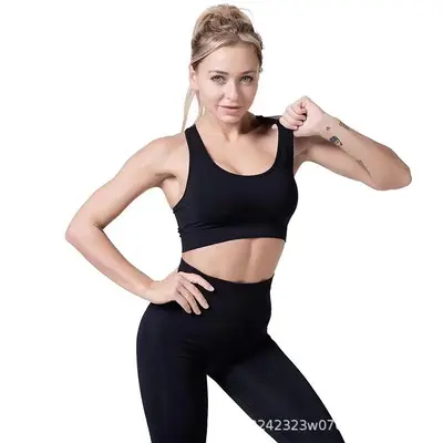Kadın Fitness Yoga Takımı, Dokuz Dakika Tayt, Sutyenli Yelek, Şoka Dayanıklı İki Parça Set