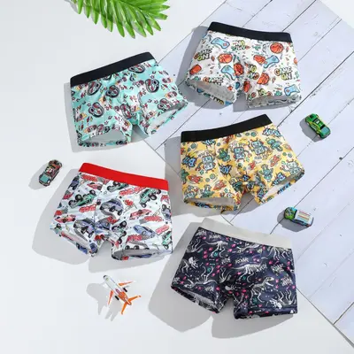 Boys' Milk Silk Boxer Briefs, Breathable Cartoon Design - 9