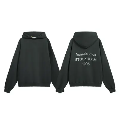 American Style Washed Distressed Hoodie with AC1996 Letter Print, Loose Fit