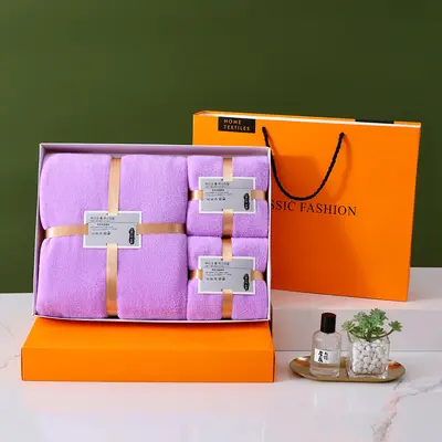 Coral fleece towel 3-piece set custom logo gift box - 8