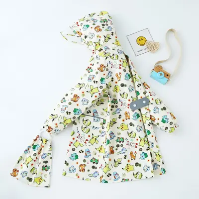 Hochwertige Kinderregenjacke in einem Stück für Jungen und Mädchen, Kleinkinder und kleine Kinder mit Schultasche, lange, wasserdicht, winddicht und schneefest Poncho