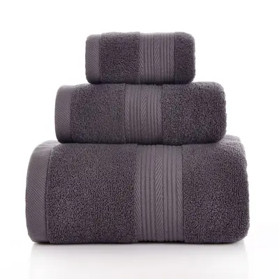 Bathroom towel set, three pieces, 100% cotton, thick and absorbent - 8