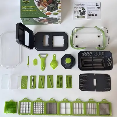 Vegetable Cutter Set with Container, 22-Piece, Shredding and Julienne