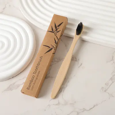 Disposable Bamboo Toothbrush, Soft Bristles, Paper Box