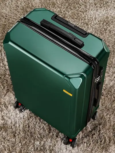 Men's Leather Business Suitcase, Zipper, Combination Lock, Wheeled - 3