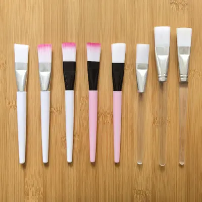 Stok Makyöz Fırçası Beyaz Sap Pembe Sap Yumuşak Kıl Makyöz Fırçası Silikon Makyöz Fırçası Çamur Masken Fırçası Aplikatör Ağartma Fırçası