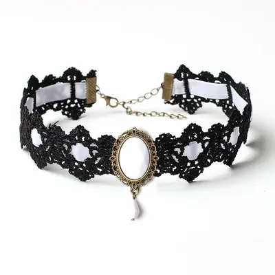 Gotik Retro Punk Dantel Gerdanlık Kolye, Kadınlar İçin Örgülü Köprücük Kemiği Zinciri - 11