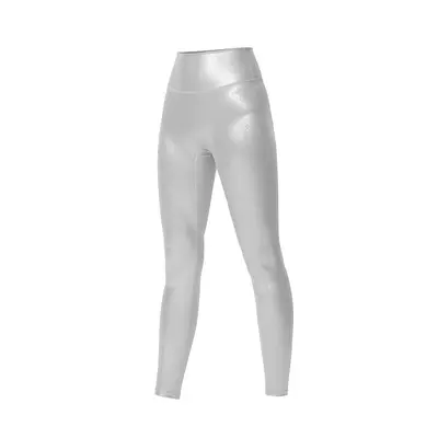 Nahtlose hochgeschnittene Yogahose mit silbernem Reflektordetail - 7
