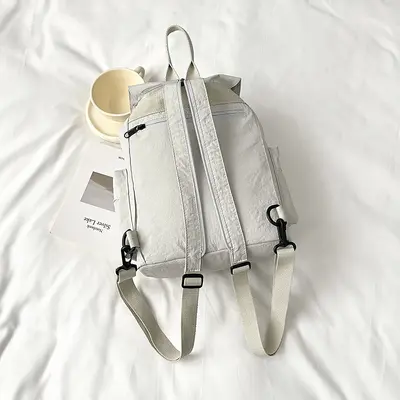 Retro Nylon Women's Drawstring Backpack, Solid Color - 3