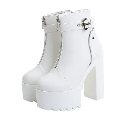 Damen-Plateau-Stiefeletten mit 15 cm Absatz, wasserdicht, Seitenreißverschluss, Winterstie