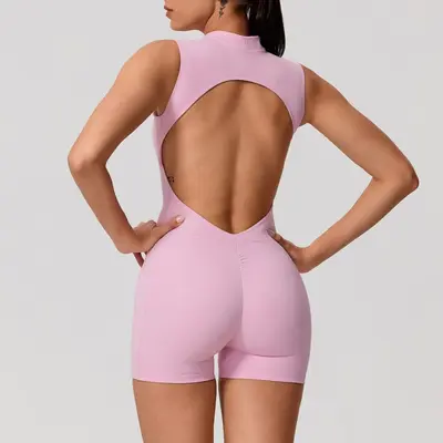 Backless Sleeveless Yoga Jumpsuit with Removable Chest Pads - 8