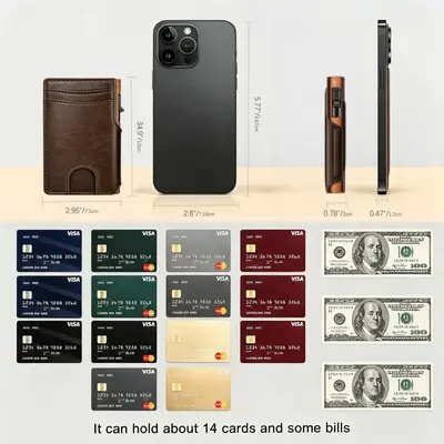 RFID korumalı erkek cüzdan, çok kartlıklı, otomatik açılır PU