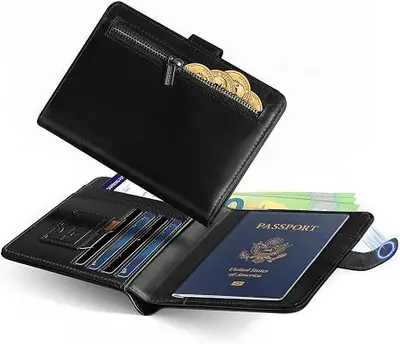 Wholesale Magnetic Snap RFID Blocking Passport Holder Multi-Function Multi-Card Slot Travel Organizer Document Pouch - 8