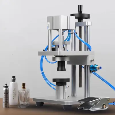 Small pneumatic perfume bottle capping machine, aluminum plastic cap