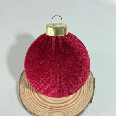 8 cm Kadifeli Noel Topu, El Yapımı Noel Ağacı Süsü - 8