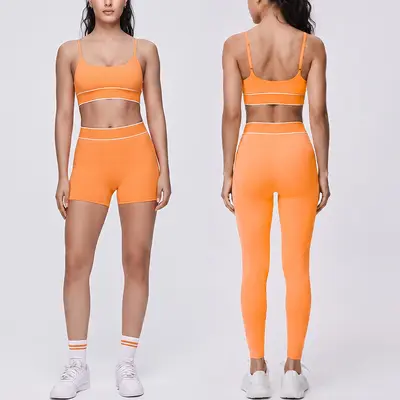 LOSCO fitness takımı kadın askılı antrenman şok emici geniş bel kaldırıcı pilates hızlı kuruyan nefes alabilen çıplak his yoga kıyafeti