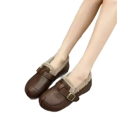 Damen-Baumwollschuhe mit dicker Sohle, Lammfell-Futter, rutschfest - 6