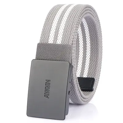 Men's canvas belt, comfortable casual jeans belt, customizable logo - 8