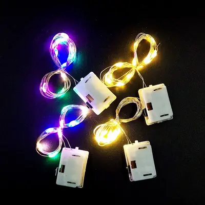 Kupferdraht-Lichterkette, Kupferdraht-LED-Lichterkette, Batteriebetriebene Lichterkette mit Knopfschalter, Handwerk-Lichterkette, Indoor-Lichterkette, blinkende Lichter