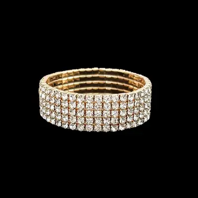 Women's full rhinestone elastic bracelet with multi-row claw chain