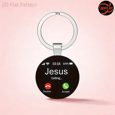 Phone Incoming Call Screen Pattern Alloy Glass Keychain - 7