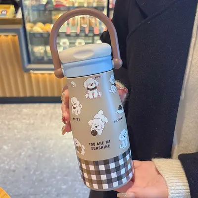 Cartoon Stainless Steel Insulated Straw Cup, Large Capacity - 10