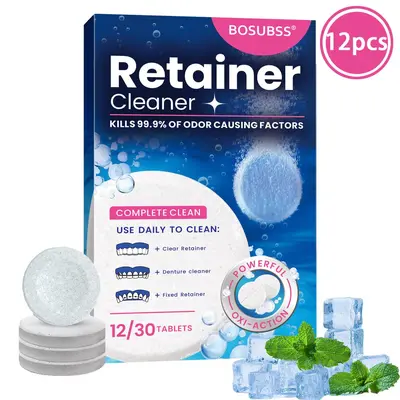 Denture Cleaning Effervescent Tablets, Individually Packed, 12/30 Pack