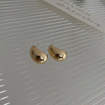 Silver needle stud earrings women's, vintage, gold-tone, versatile - 12