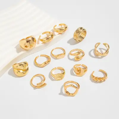Pearl hollow open ring set alloy design
