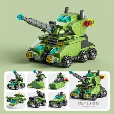 Yapı taşı seti, polis, askeri tank ve itfaiye, büyük parçalı, erkek çocuk oyuncağı - 11