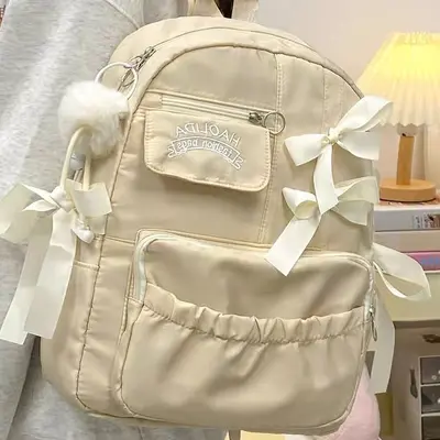 Middle School Girls Backpack, Large Capacity, Cute Bow Design - 3